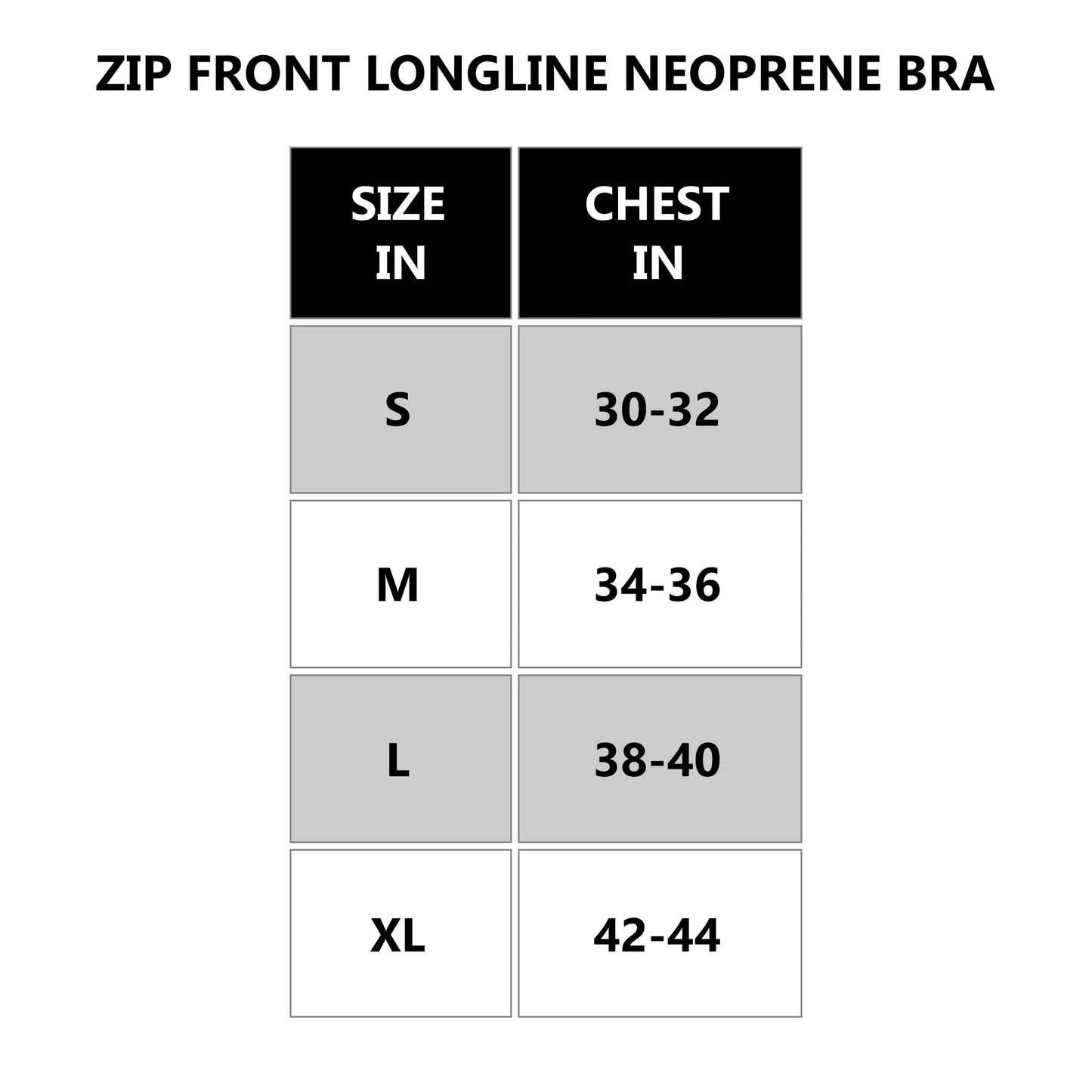 Zip Front Longline Neoprene Bra